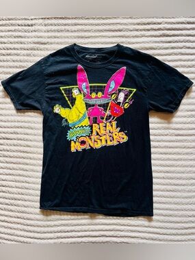 👾Nickelodeon Aaahh!!! Real Monsters Graphic Tee Black Cartoon Shirt Size S